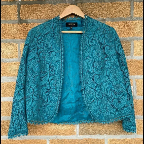 Escada teal lace blazer size 36 - Picture 1 of 10